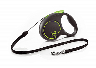 Поводок-рулетка Flexi Black Desing cord S 5m 12 kg green