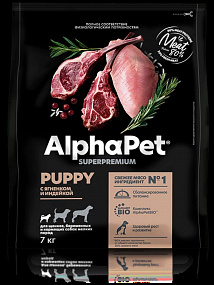 Сухой корм AlphaPet для щенков мини с ягн. и инд. 7 кг