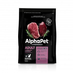 Сухой корм AlphaPet для взр. кошек с гов. и печ. 0,4 кг