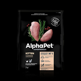 Сухой корм AlphaPet для котят с цыпленком 7 кг