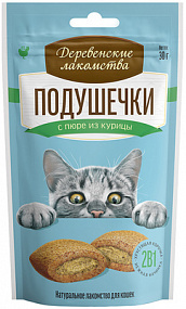 "Деревенские лакомства" для кошек Подушечки с пюре из курицы, 30г