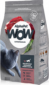 Сухой корм WOW для взр. кошек с гов. и печ.7 кг