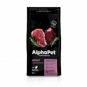 Сухой корм AlphaPet для взр. кошек с гов. и печ. 3 кг