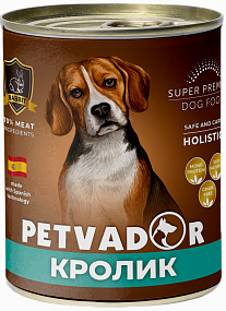 PETVADOR Полноценный сбалан. влажный корм для собак всех стадий жизни (кролик) 0,40 кг
