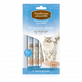 "Деревенские лакомства" для кошек "Нежное пюре из тунца", 4х10г, шт