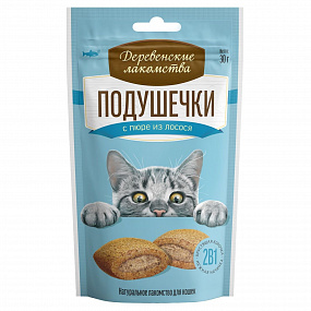 "Деревенские лакомства" для кошек Подушечки с пюре из лосося, 30г(50шт), шт