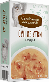 "Деревенские лакомства" для кошек "Суп из утки с тунцом" пауч 35гр*4шт