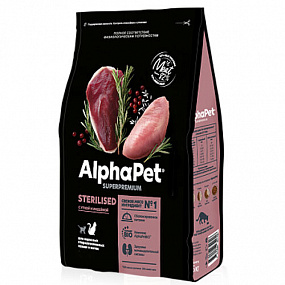Сухой корм AlphaPet для взр. стерил. кошек с уткой и инд 7 кг