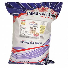 РЕГУЛЯР на основе рубца, корм ПЭ natural Имперал для собак средних,крупных  пород, фас 10 кг