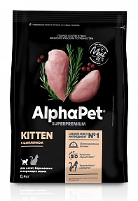 Сухой корм AlphaPet для котят с цыпленком 0,4 кг