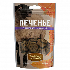 "Деревенские лакомства" Печенье с ягненком и тыквой, 100г, шт