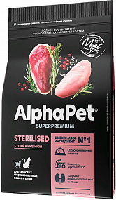 Сухой корм AlphaPet для взр. стерил. кошек с уткой и инд. 0,4 кг