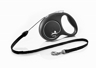 Поводок-рулетка Flexi Black Desing cord XS 3m 8 kg silver