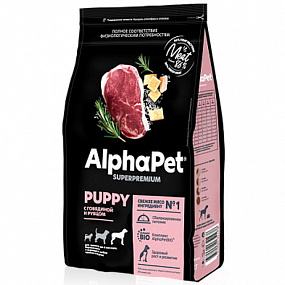 Сухой корм AlphaPet для щенков макси до 6 месяцев с гов. и рубцом 3 кг