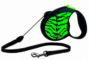 Поводок-рулетка Flexi Safari cord S 5m 12kg green Tiger