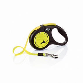 Поводок-рулетка Flexi New Neon tape S 5m 15kg yellow